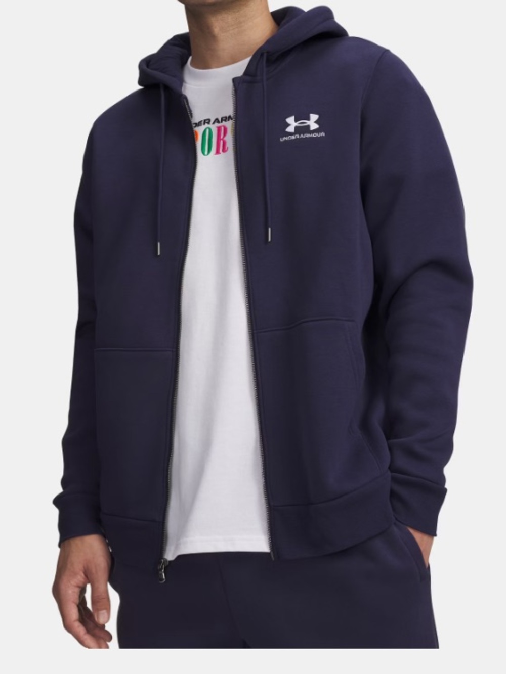 NWT Under Armour Men’s Navy Blue Icon Fleece Full-Zip Hoodie Jacket